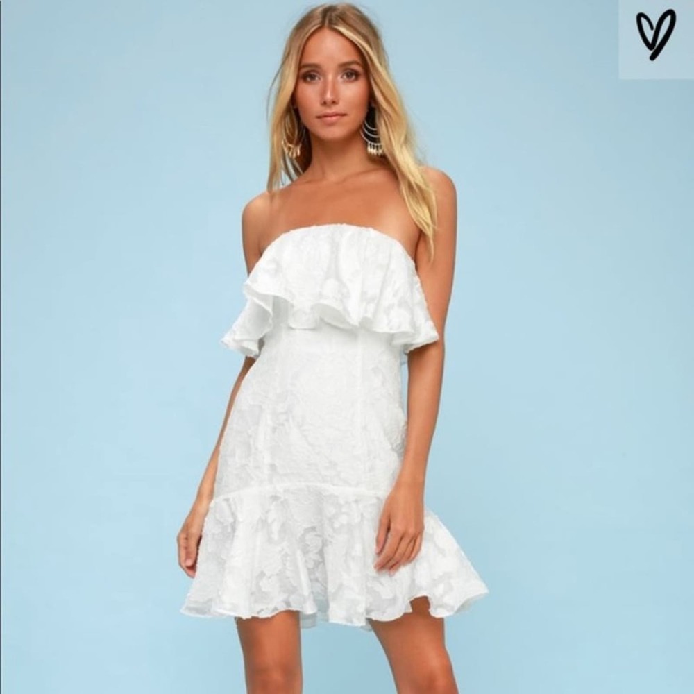 Keepsake Radar Ivory Floral Print Strapless Spring Summer Dress Size Small